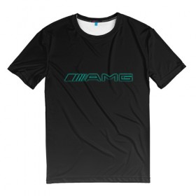Мужская футболка 3D с принтом AMG Turquoise-Carbon в Екатеринбурге, 100% полиэфир | прямой крой, круглый вырез горловины, длина до линии бедер | amg | auto | black | carbon | mercedes | turquoise | авто | амг | мерседес