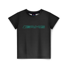 Детская футболка 3D с принтом AMG Turquoise-Carbon в Екатеринбурге, 100% гипоаллергенный полиэфир | прямой крой, круглый вырез горловины, длина до линии бедер, чуть спущенное плечо, ткань немного тянется | amg | auto | black | carbon | mercedes | turquoise | авто | амг | мерседес