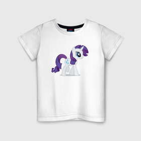 Детская футболка хлопок с принтом My little pony Рарити в Екатеринбурге, 100% хлопок | круглый вырез горловины, полуприлегающий силуэт, длина до линии бедер | 