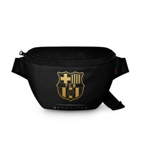 Поясная сумка 3D с принтом Barcelona Gold Edition в Екатеринбурге, 100% полиэстер | плотная ткань, ремень с регулируемой длиной, внутри несколько карманов для мелочей, основное отделение и карман с обратной стороны сумки застегиваются на молнию | barcelona | champions | gold | league | spain | style | барселона | испания | лига | чемпионов