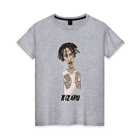 Женская футболка хлопок с принтом KIZARU в Екатеринбурге, 100% хлопок | прямой крой, круглый вырез горловины, длина до линии бедер, слегка спущенное плечо | kizaru | rap | кизару | олег нечипоренко | реп