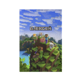 Обложка для паспорта матовая кожа с принтом Алексей - Minecraft в Екатеринбурге, натуральная матовая кожа | размер 19,3 х 13,7 см; прозрачные пластиковые крепления | minecraft | алексей | алеша | алешка | добывать | игра | игрушка | имя | компьютерная | кубики | леха | леша | майкрафт | майн крафт | майнкрафт | пиксели | пиксель | ремесло | с именем | шахта