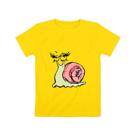 Детская футболка хлопок с принтом Гламурная улитка в Екатеринбурге, 100% хлопок | круглый вырез горловины, полуприлегающий силуэт, длина до линии бедер | Тематика изображения на принте: гламурная | животные | прикольная | улитка