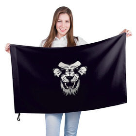 Флаг 3D с принтом Лев в Екатеринбурге, 100% полиэстер | плотность ткани — 95 г/м2, размер — 67 х 109 см. Принт наносится с одной стороны | lev | lion | животные | лев | лева | лион | лицо льва
