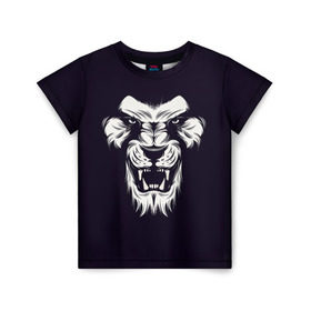 Детская футболка 3D с принтом Лев в Екатеринбурге, 100% гипоаллергенный полиэфир | прямой крой, круглый вырез горловины, длина до линии бедер, чуть спущенное плечо, ткань немного тянется | Тематика изображения на принте: lev | lion | животные | лев | лева | лион | лицо льва
