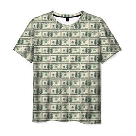 Мужская футболка 3D с принтом Доллары в Екатеринбурге, 100% полиэфир | прямой крой, круглый вырез горловины, длина до линии бедер | Тематика изображения на принте: dollars | money | usa | деньги | доллар | паттерн | сша