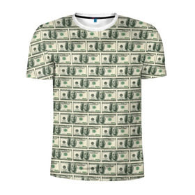 Мужская футболка 3D спортивная с принтом Доллары в Екатеринбурге, 100% полиэстер с улучшенными характеристиками | приталенный силуэт, круглая горловина, широкие плечи, сужается к линии бедра | Тематика изображения на принте: dollars | money | usa | деньги | доллар | паттерн | сша