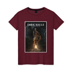 Женская футболка хлопок с принтом Dark Souls Remastered в Екатеринбурге, 100% хлопок | прямой крой, круглый вырез горловины, длина до линии бедер, слегка спущенное плечо | dark souls | praise the sun | you died | дарк соулс | темные души