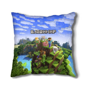 Подушка 3D с принтом Владимир - Minecraft в Екатеринбурге, наволочка – 100% полиэстер, наполнитель – холлофайбер (легкий наполнитель, не вызывает аллергию). | состоит из подушки и наволочки. Наволочка на молнии, легко снимается для стирки | minecraft | владимир | вова | вовка | вовчик | володя | добывать | игра | игрушка | имя | компьютерная | кубики | майкрафт | майн крафт | майнкрафт | пиксели | пиксель | ремесло | с именем | шахта