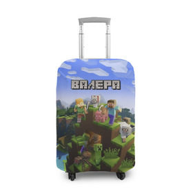 Чехол для чемодана 3D с принтом Валера - Minecraft. в Екатеринбурге, 86% полиэфир, 14% спандекс | двустороннее нанесение принта, прорези для ручек и колес | minecraft |  валерий | валера | валерка | добывать | игра | игрушка | имя | компьютерная | кубики | майкрафт | майн крафт | майнкрафт | пиксели | пиксель | ремесло | с именем | шахта