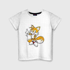 Детская футболка хлопок с принтом Tails в Екатеринбурге, 100% хлопок | круглый вырез горловины, полуприлегающий силуэт, длина до линии бедер | sonic | соник | тейлс