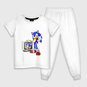 Детская пижама хлопок с принтом Sonic в Екатеринбурге, 100% хлопок |  брюки и футболка прямого кроя, без карманов, на брюках мягкая резинка на поясе и по низу штанин
 | sega | сега | соник