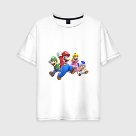 Женская футболка хлопок Oversize с принтом Mario Team в Екатеринбурге, 100% хлопок | свободный крой, круглый ворот, спущенный рукав, длина до линии бедер
 | nintendo | марио | нинтендо