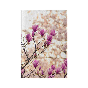 Обложка для паспорта матовая кожа с принтом Сакура в Екатеринбурге, натуральная матовая кожа | размер 19,3 х 13,7 см; прозрачные пластиковые крепления | деревья | красота | небо | природа | сакура | цветение | цветы | япония