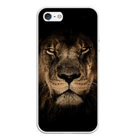 Чехол для iPhone 5/5S матовый с принтом Лев в Екатеринбурге, Силикон | Область печати: задняя сторона чехла, без боковых панелей | животные | кошка | лев | мордочка | природа | тигр | хищник