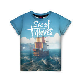 Детская футболка 3D с принтом Sea of Thieves в Екатеринбурге, 100% гипоаллергенный полиэфир | прямой крой, круглый вырез горловины, длина до линии бедер, чуть спущенное плечо, ткань немного тянется | pirates | sea of thieves | пираты