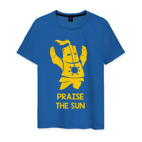 Мужская футболка хлопок с принтом Praise the sun в Екатеринбурге, 100% хлопок | прямой крой, круглый вырез горловины, длина до линии бедер, слегка спущенное плечо. | dark souls | dark souls 3