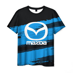 Мужская футболка 3D с принтом Mazda MOTORs Blue в Екатеринбурге, 100% полиэфир | прямой крой, круглый вырез горловины, длина до линии бедер | Тематика изображения на принте: 