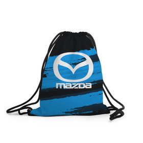 Рюкзак-мешок 3D с принтом Mazda MOTORs Blue в Екатеринбурге, 100% полиэстер | плотность ткани — 200 г/м2, размер — 35 х 45 см; лямки — толстые шнурки, застежка на шнуровке, без карманов и подкладки | Тематика изображения на принте: 