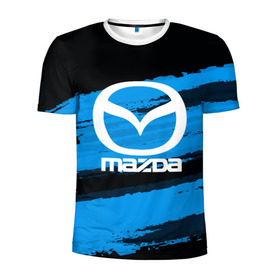 Мужская футболка 3D спортивная с принтом Mazda MOTORs Blue в Екатеринбурге, 100% полиэстер с улучшенными характеристиками | приталенный силуэт, круглая горловина, широкие плечи, сужается к линии бедра | Тематика изображения на принте: 