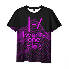 Мужская футболка 3D с принтом twenty one pilots neon music в Екатеринбурге, 100% полиэфир | прямой крой, круглый вырез горловины, длина до линии бедер | группа | инди поп | синти поп