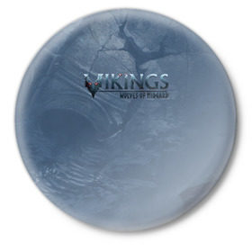 Значок с принтом Vikings в Екатеринбурге,  металл | круглая форма, металлическая застежка в виде булавки | midgard | viking | wolves | викинги | воин | волк | игра