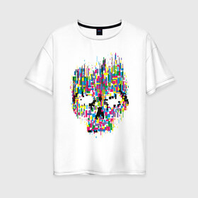 Женская футболка хлопок Oversize с принтом Череп в Екатеринбурге, 100% хлопок | свободный крой, круглый ворот, спущенный рукав, длина до линии бедер
 | абстракция | анонимус | интернет | с черепом | череп | черепа