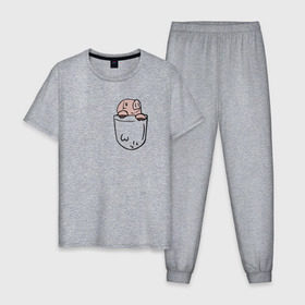 Мужская пижама хлопок с принтом Pig Sins pocket в Екатеринбурге, 100% хлопок | брюки и футболка прямого кроя, без карманов, на брюках мягкая резинка на поясе и по низу штанин
 | anime | nanatsu no taizai | seven deadly sins | аниме
