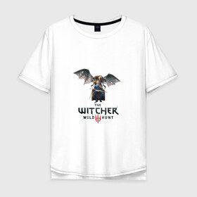 Мужская футболка хлопок Oversize с принтом Ведьмак в Екатеринбурге, 100% хлопок | свободный крой, круглый ворот, “спинка” длиннее передней части | wild hunt | witcher | witcher3 | ведьмак | дикая охота