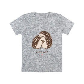 Детская футболка хлопок с принтом ёжик в Екатеринбурге, 100% хлопок | круглый вырез горловины, полуприлегающий силуэт, длина до линии бедер | Тематика изображения на принте: ёж | ежики | любовь