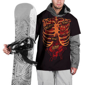 Накидка на куртку 3D с принтом Человеческий скелет в Екатеринбурге, 100% полиэстер |  | Тематика изображения на принте: 3d скелет | кости | легкие | органы | ребра | сердце | скелет | человек