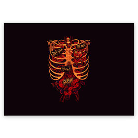 Поздравительная открытка с принтом Человеческий скелет в Екатеринбурге, 100% бумага | плотность бумаги 280 г/м2, матовая, на обратной стороне линовка и место для марки
 | 3d скелет | кости | легкие | органы | ребра | сердце | скелет | человек
