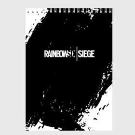 Скетчбук с принтом RAINBOW SIX SIEGE в Екатеринбурге, 100% бумага
 | 48 листов, плотность листов — 100 г/м2, плотность картонной обложки — 250 г/м2. Листы скреплены сверху удобной пружинной спиралью | cybersport | esports | pro league | r6 | rainbow | rainbow six | siege | six | weapon | армия | боевик | военные | война | игры | киберспорт | логотип | модные | оперативники | оружие | радуга | черный белый | шутер