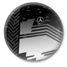 Значок с принтом MERCEDES BENZ SPORT в Екатеринбурге,  металл | круглая форма, металлическая застежка в виде булавки | mercedes | марка | машины | мерседес