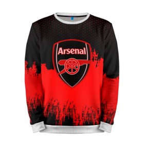 Мужской свитшот 3D с принтом FC Arsenal Original uniform в Екатеринбурге, 100% полиэстер с мягким внутренним слоем | круглый вырез горловины, мягкая резинка на манжетах и поясе, свободная посадка по фигуре | Тематика изображения на принте: football | soccer | арсенал