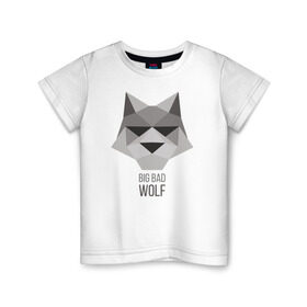 Детская футболка хлопок с принтом Big Bad Wolf в Екатеринбурге, 100% хлопок | круглый вырез горловины, полуприлегающий силуэт, длина до линии бедер | duck sauce | абстракция | большой | вой | волк | животное | заяц | крутая | крутой | ну погоди | песня | серый | треугольник | хищник