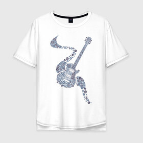 Мужская футболка хлопок Oversize с принтом Гитара в Екатеринбурге, 100% хлопок | свободный крой, круглый ворот, “спинка” длиннее передней части | гитара | инструмент | круги | кружева | музыка | рок | стиль