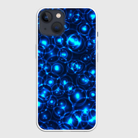 Чехол для iPhone 13 с принтом Пузырчатый абстракт в Екатеринбурге,  |  | абстракт | огоньки | пузыри | синий