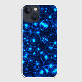 Чехол для iPhone 13 mini с принтом Пузырчатый абстракт в Екатеринбурге,  |  | абстракт | огоньки | пузыри | синий