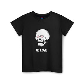 Детская футболка хлопок с принтом No love skull в Екатеринбурге, 100% хлопок | круглый вырез горловины, полуприлегающий силуэт, длина до линии бедер | guccigang | hearts | nolove | дремин | ивандремин | любовь | нелюбовь | сердечки | сердце | фэйс | череп