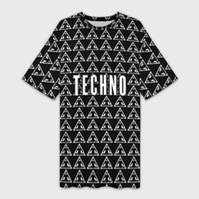 Платье-футболка 3D с принтом Techno в Екатеринбурге,  |  | ebm | edm | hi nrg | techno | габбер | даб | детройт | дип | индастриал | италиан | минимал | музыка | синтипоп | тек хаус | техно | фанк | хард | чикаго хаус | шранц | эйсид | электро | электронная