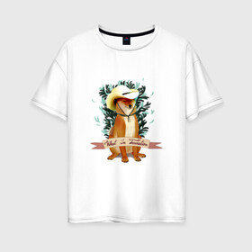 Женская футболка хлопок Oversize с принтом What in Tarnation? в Екатеринбурге, 100% хлопок | свободный крой, круглый ворот, спущенный рукав, длина до линии бедер
 | dog | doge | meme | memes | мем | мемы | собака | собакен | шиба ину