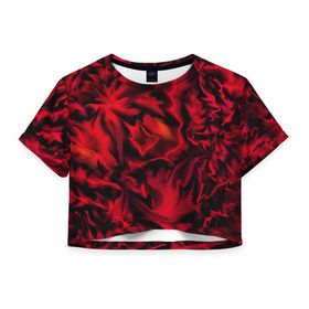 Женская футболка 3D укороченная с принтом Flame Style (красный) в Екатеринбурге, 100% полиэстер | круглая горловина, длина футболки до линии талии, рукава с отворотами | огненный | огонь | пламя