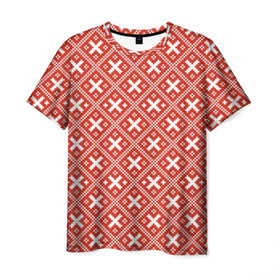 Мужская футболка 3D с принтом узоры в Екатеринбурге, 100% полиэфир | прямой крой, круглый вырез горловины, длина до линии бедер | вышивка | оберег | обережная | орнамент | россия | русь | славянский | узор