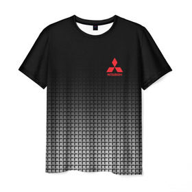 Мужская футболка 3D с принтом MITSUBISHI SPORT в Екатеринбурге, 100% полиэфир | прямой крой, круглый вырез горловины, длина до линии бедер | Тематика изображения на принте:  машина | марка | митсубиси