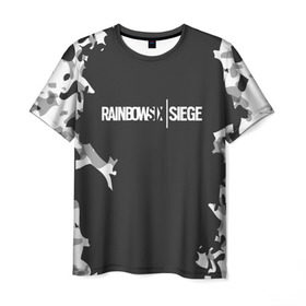Мужская футболка 3D с принтом RAINBOW SIX SIEGE в Екатеринбурге, 100% полиэфир | прямой крой, круглый вырез горловины, длина до линии бедер | cybersport | esports | pro league | r6 | rainbow | rainbow six | siege | six | weapon | армия | боевик | военные | война | игры | киберспорт | логотип | модные | оперативники | оружие | радуга | черный белый | шутер