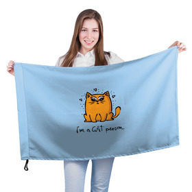 Флаг 3D с принтом I am a Cat Person в Екатеринбурге, 100% полиэстер | плотность ткани — 95 г/м2, размер — 67 х 109 см. Принт наносится с одной стороны | cat | домашние любимцы | животные | котики | котэ | котята | любовь | милые