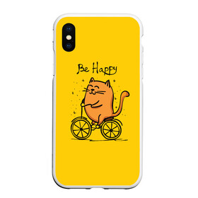 Чехол для iPhone XS Max матовый с принтом Be Happy cat в Екатеринбурге, Силикон | Область печати: задняя сторона чехла, без боковых панелей | cat | домашние любимцы | животные | котики | котэ | котята | любовь | милые