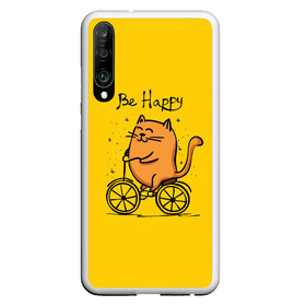 Чехол для Honor P30 с принтом Be Happy cat в Екатеринбурге, Силикон | Область печати: задняя сторона чехла, без боковых панелей | cat | домашние любимцы | животные | котики | котэ | котята | любовь | милые