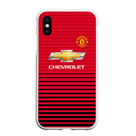 Чехол для iPhone XS Max матовый с принтом Man United Форма Home 18 19 в Екатеринбурге, Силикон | Область печати: задняя сторона чехла, без боковых панелей | mu | манчестер юнайтед | мю | форма